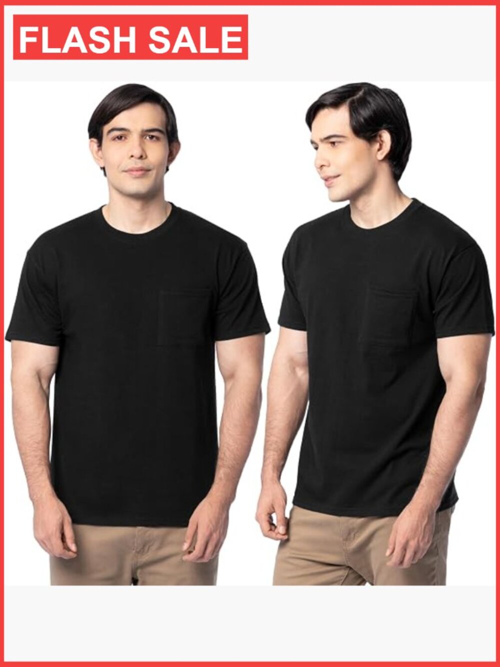 Men's 2-Pack Cotton Short Sleeve Pocket T-Shirts, Tag-Free Soft Crew Neck Tees